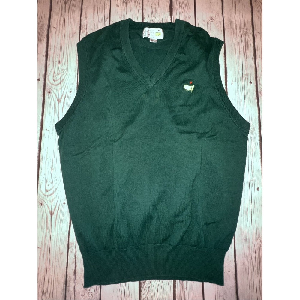 Augusta National Golf Shop Masters Green Vest Sweater V-neck Cotton Size Large